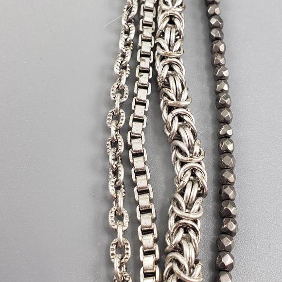 Chico 4 Strand Multicolor Bead Stones & Charms Statement Silvertone Chains - Picture 3 of 16